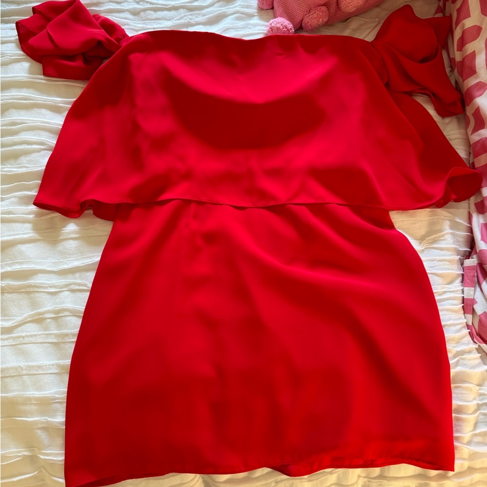 Off the shoulder red dress